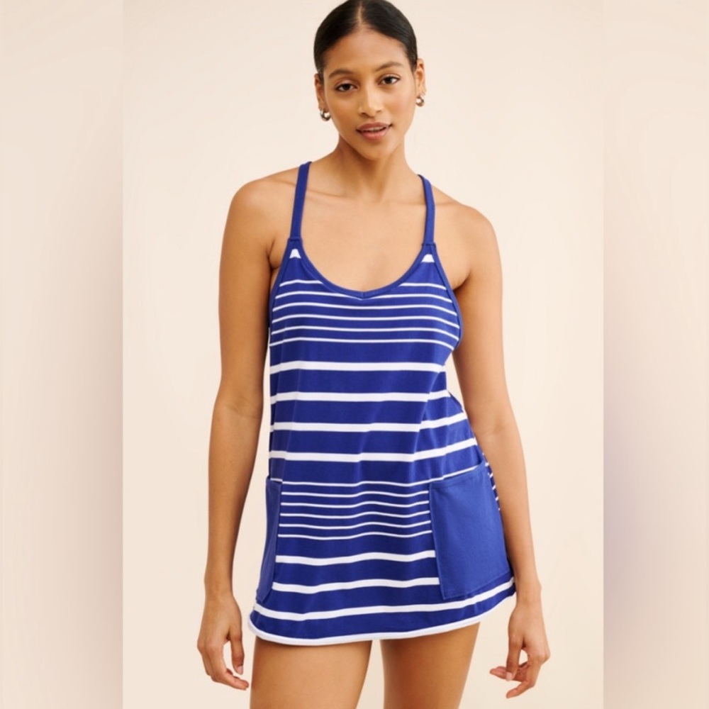 EUC Free People Hot Shot Mini Dress LARGE
Blue with white stripes